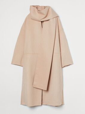 H&M Beige Wool Blend Scarf Coat Size M